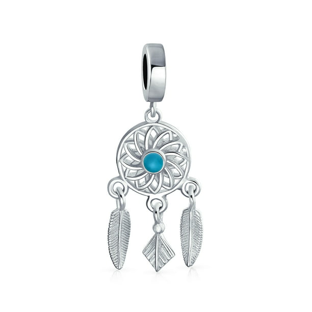 Sterling Silver Guardian Angel Feather Dangle Bead for European Charm Bracelet 